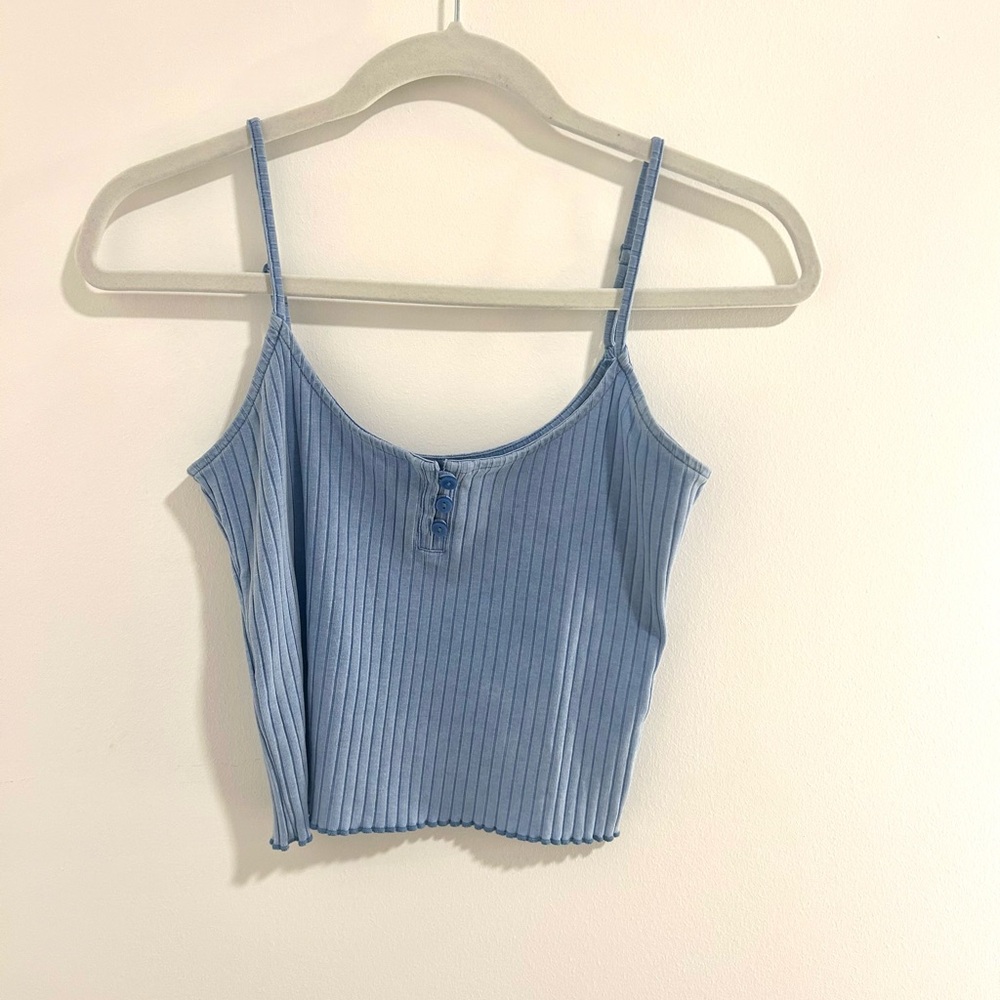 American Eagle Outfitters Blue Ribbed Crop Camisole